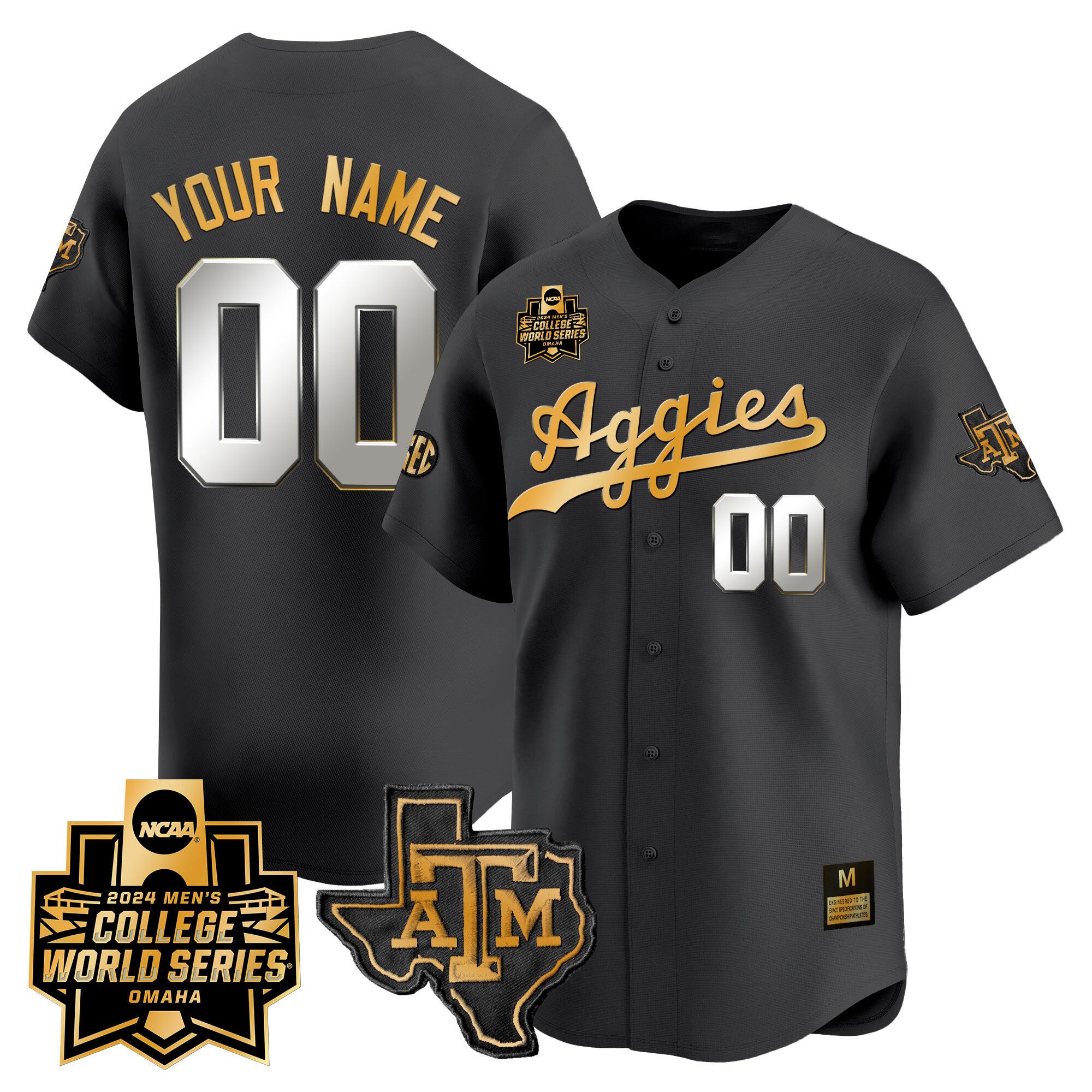 Men Texas A&M Aggies Black 2024 College World Series Vapor Premier Limited Custom NCAA Jersey